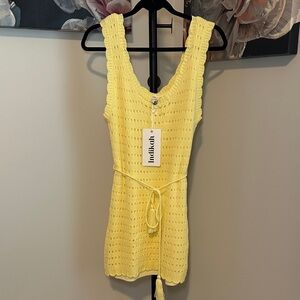 Indikah Yellow Crochet Mini Dress